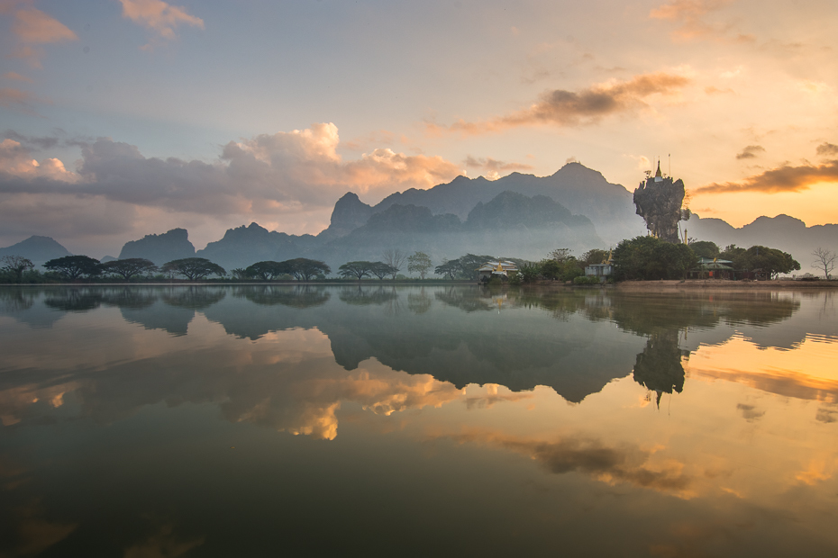  Pagoda Kyaut Latt Miejsca Nikon D7100 Sigma 10-20mm f/3.5 HSM 0 Myanmar odbicie Natura niebo woda jezioro świt spokojna ranek wschód słońca zbiornik