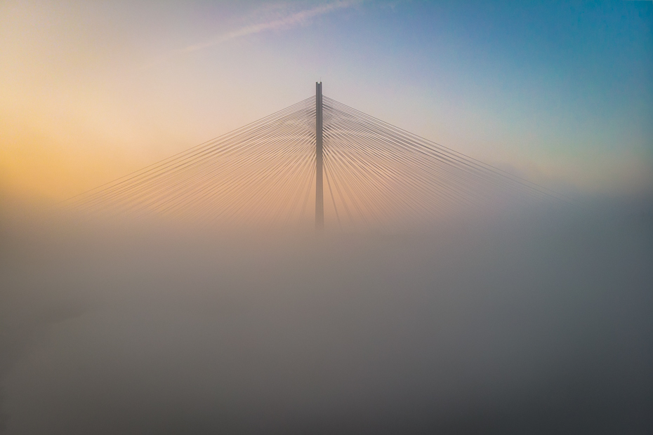  Most Rędziński Krajobraz Mavic Air niebo mgła atmosfera ranek zamglenie atmosfera ziemi horyzont świt Chmura wschód słońca
