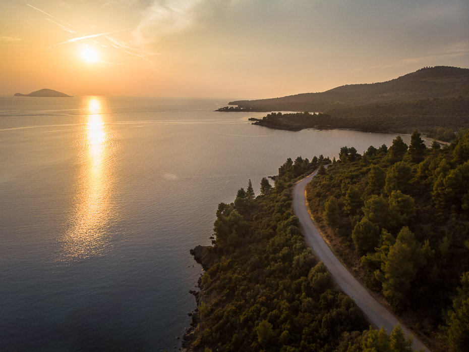  Chalkidiki 0 Grecja Mavic Air niebo jezioro morze odbicie Wybrzeże horyzont woda ranek świt spokojna