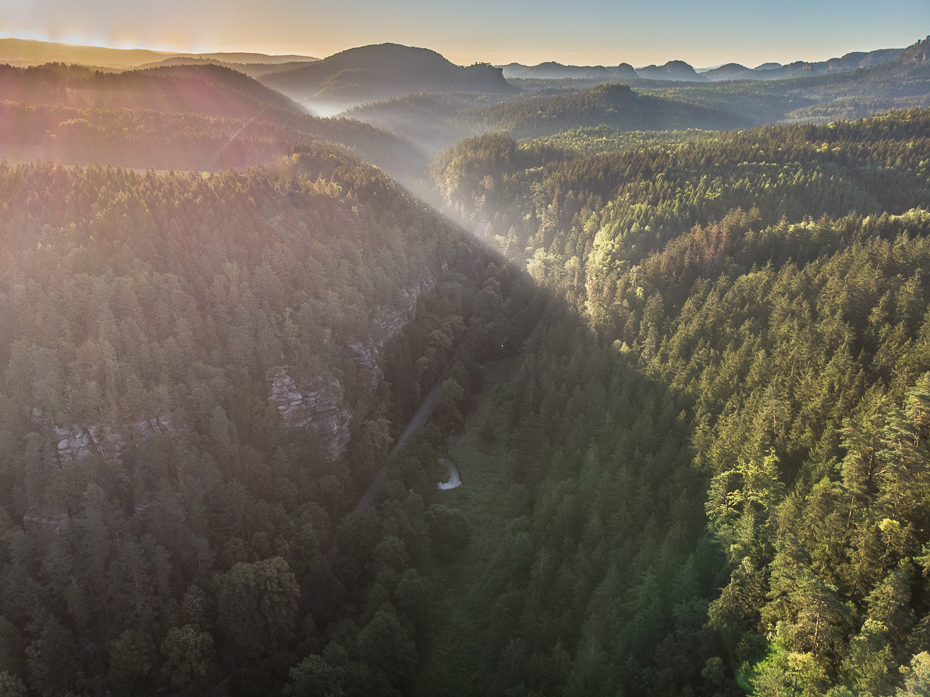  Saska Szwajcaria Krajobraz Mavic Air pustynia średniogórze niebo drzewo Park Narodowy Góra Fotografia lotnicza ranek wzgórze skarpa