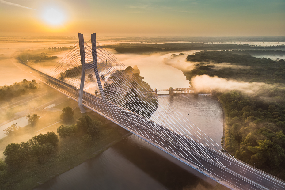  Most Rędziński Krajobraz Mavic Air morze niebo ranek woda naprawiony link horyzont most ocean wschód słońca fala
