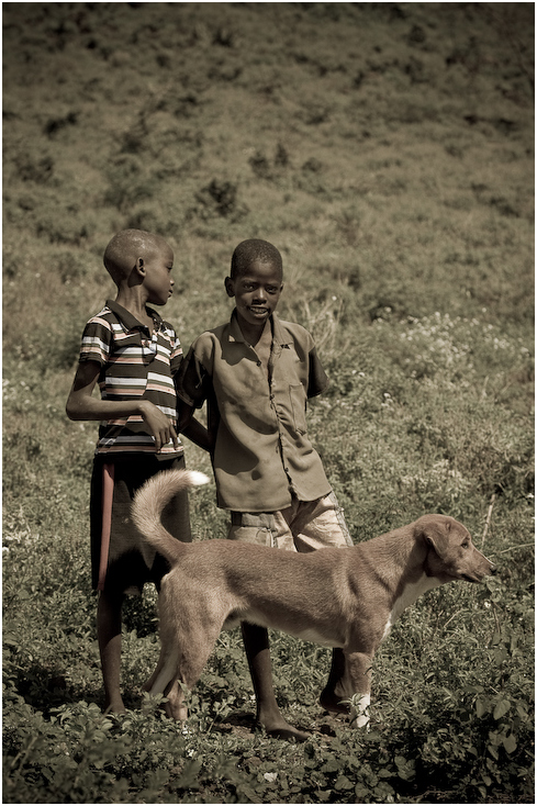  Chłopcy wioski NJemps Ludzie Nikon D300 AF-S Nikkor 70-200mm f/2.8G Kenia 0 ssak pies kręgowiec pies jak ssak męski ludzkie zachowanie trawa zabawa dzikiej przyrody drzewo