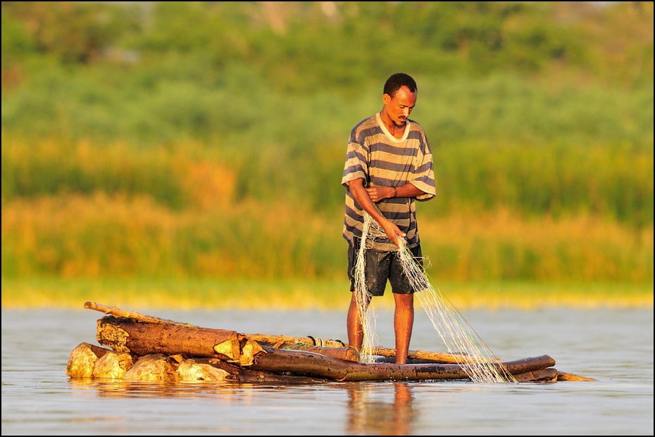  Rybak jeziorze Chamo Ludzie Nikon D300 Sigma APO 500mm f/4.5 DG/HSM Etiopia 0 woda Natura transport wodny ranek odbicie łodzie i sprzęt żeglarski oraz zaopatrzenie Bank rybak drzewo rekreacja