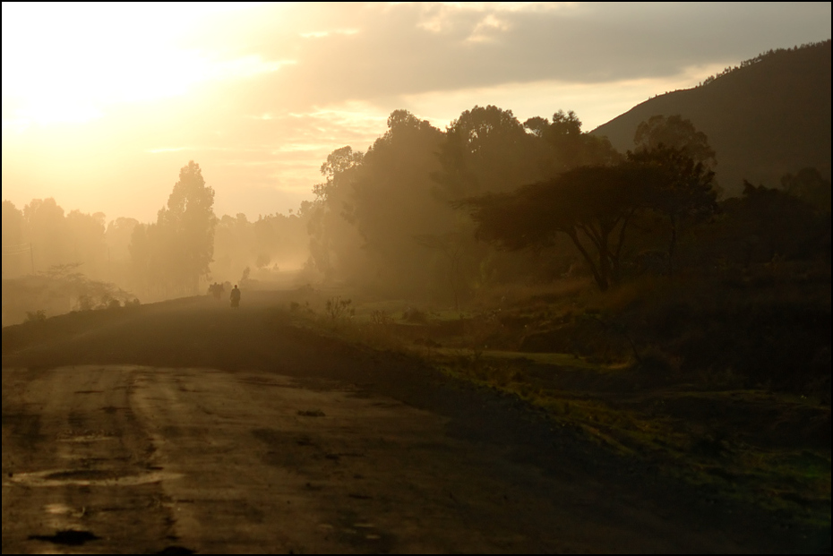  Rano drodze Krajobraz Nikon D70 AF-S Zoom-Nikkor 18-70mm f/3.5-4.5G IF-ED Etiopia 0 niebo ranek świt pustynia atmosfera wschód słońca wzgórze światło słoneczne zamglenie drzewo