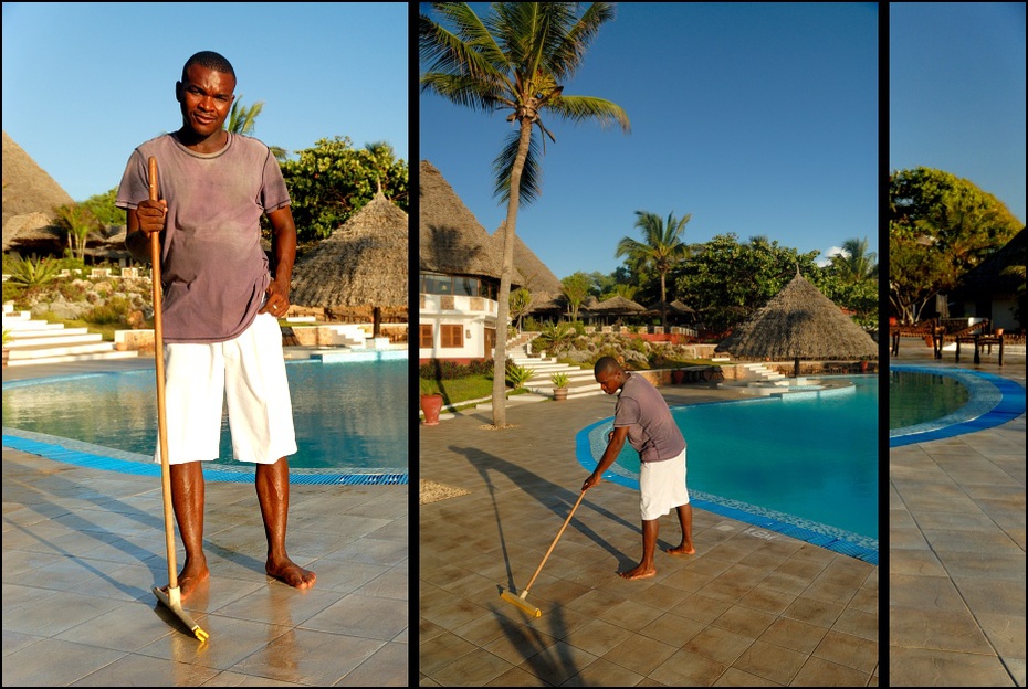  Poranne sprzątanie Zanzibar 0 Nikon D200 AF-S Zoom-Nikkor 18-70mm f/3.5-4.5G IF-ED wolny czas wakacje woda basen zabawa turystyka rekreacja Ośrodek wczasowy niebo podróżować